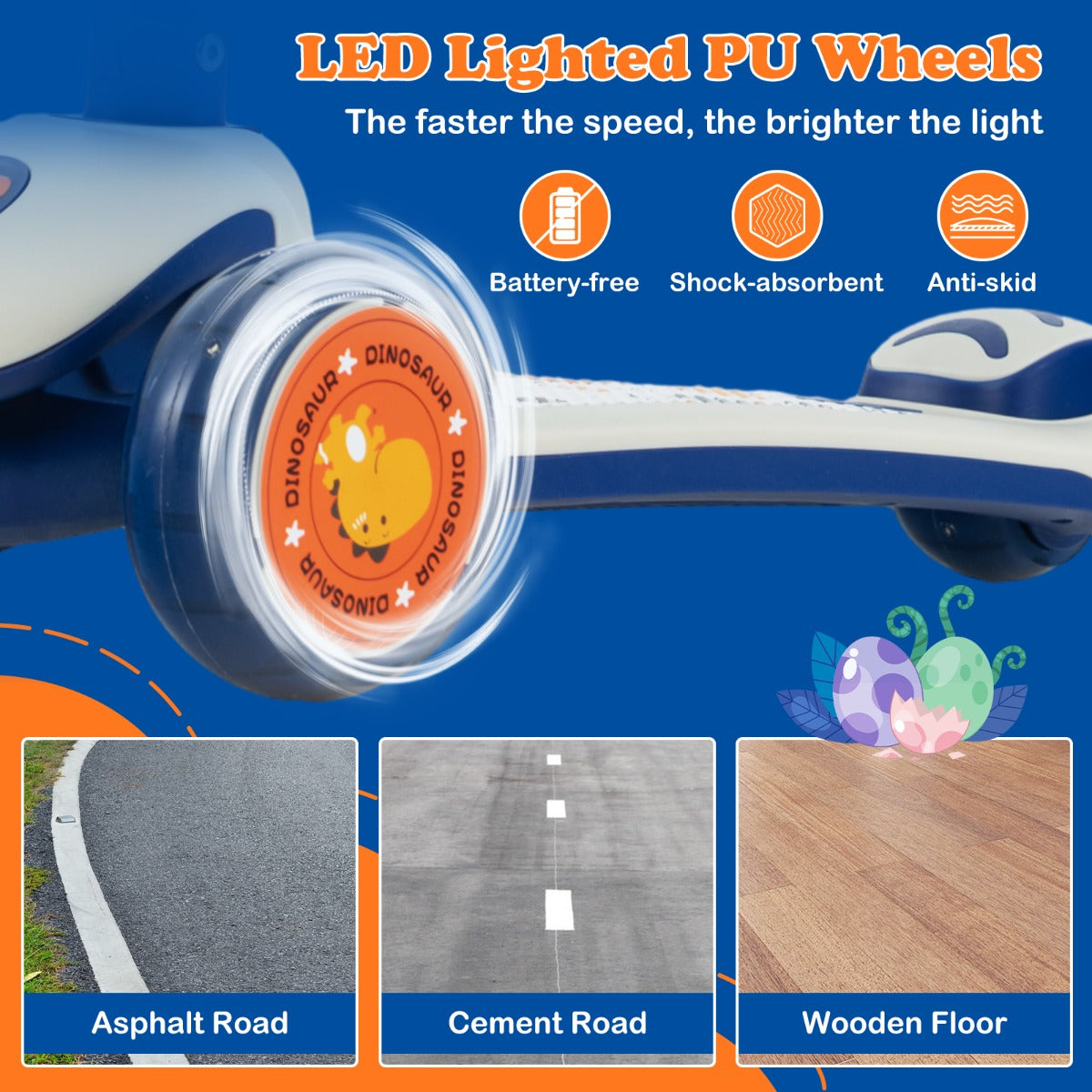 LIVSK Inklapbare Kinderstep - Verstelbaar Stuur 63-83 cm - LED Wielen - Lean-to-Steer - Voor 3-5 Jaar - Wit