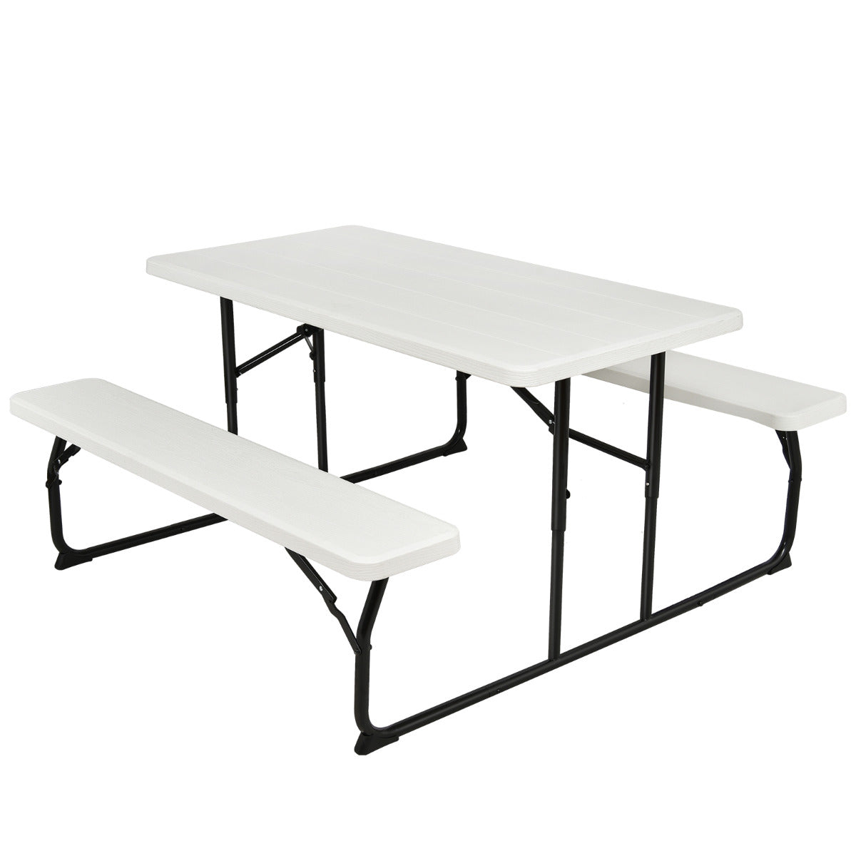 LIVSK Inklapbare Picknicktafel met Banken - Lichtgewicht en Waterdicht - Voor 4-6 Personen - Tot 150 kg - 136 x 69,5 x 44-72 cm -
