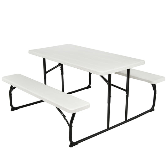 LIVSK Inklapbare Picknicktafel met Banken - Lichtgewicht en Waterdicht - Voor 4-6 Personen - Tot 150 kg - 136 x 69,5 x 44-72 cm -