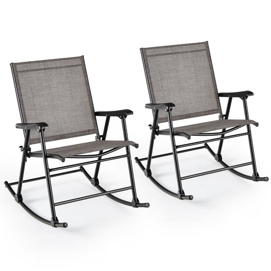 LIVSK Inklapbare Schommelstoelen Set van 2 - Ademend en Duurzaam - Robuust Metaal - Tot 150 kg - 82 x 64 x 91 cm - Zoals afgebeeld