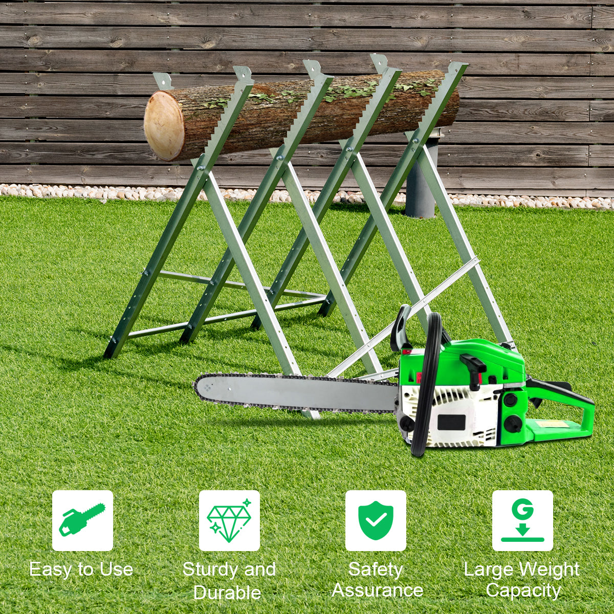 LIVSK Schraag met Gekartelde Zaagtanden - Opvouwbaar en Draagbaar - 100 kg Capaciteit - Stevige Stalen Constructie - 82 x 82 x 80