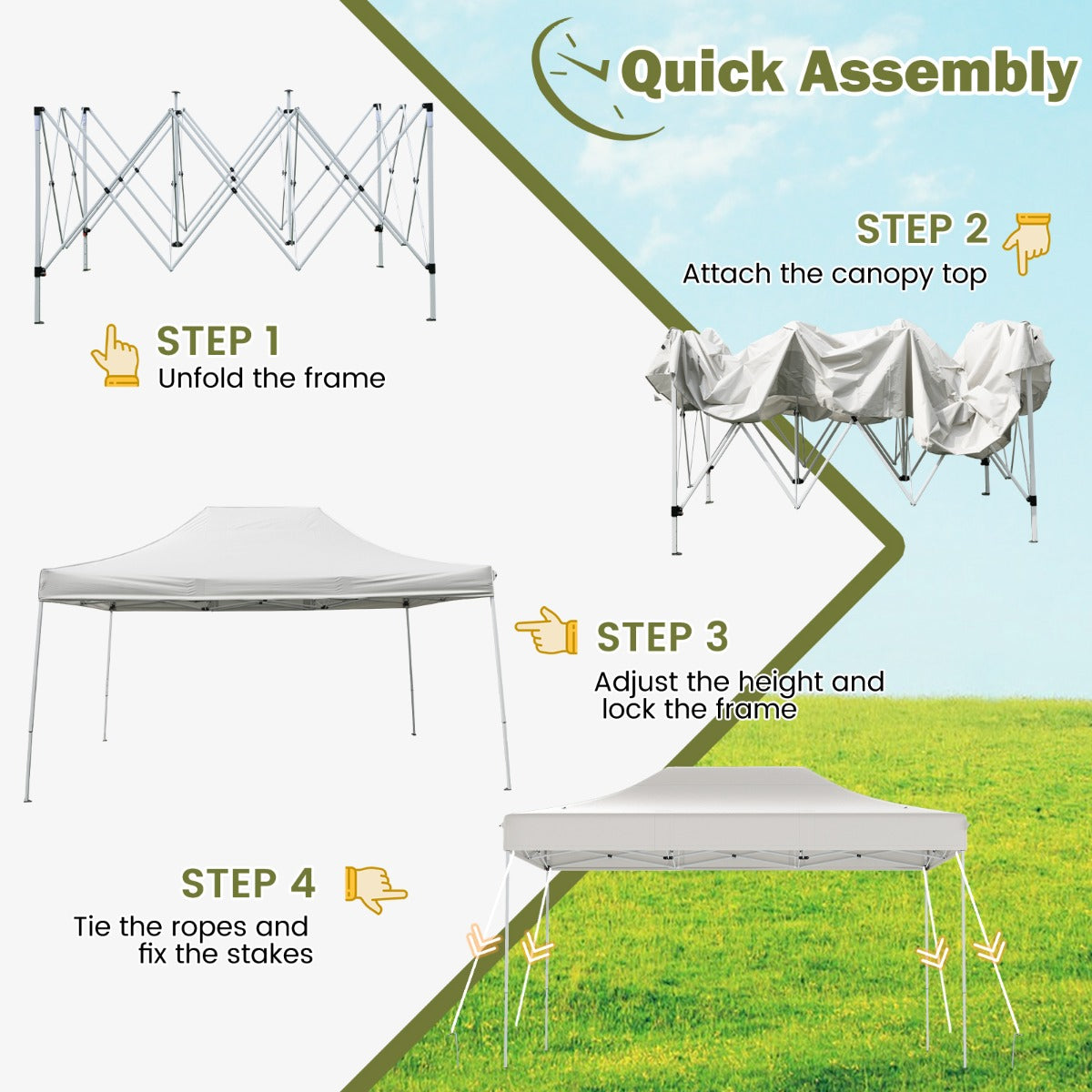 LIVSK Instant Pop-Up Partytent - 300 x 445 cm - 3 Verstelbare Hoogtes - Scheurbestendig en Waterafstotend - Inclusief Draagtas -