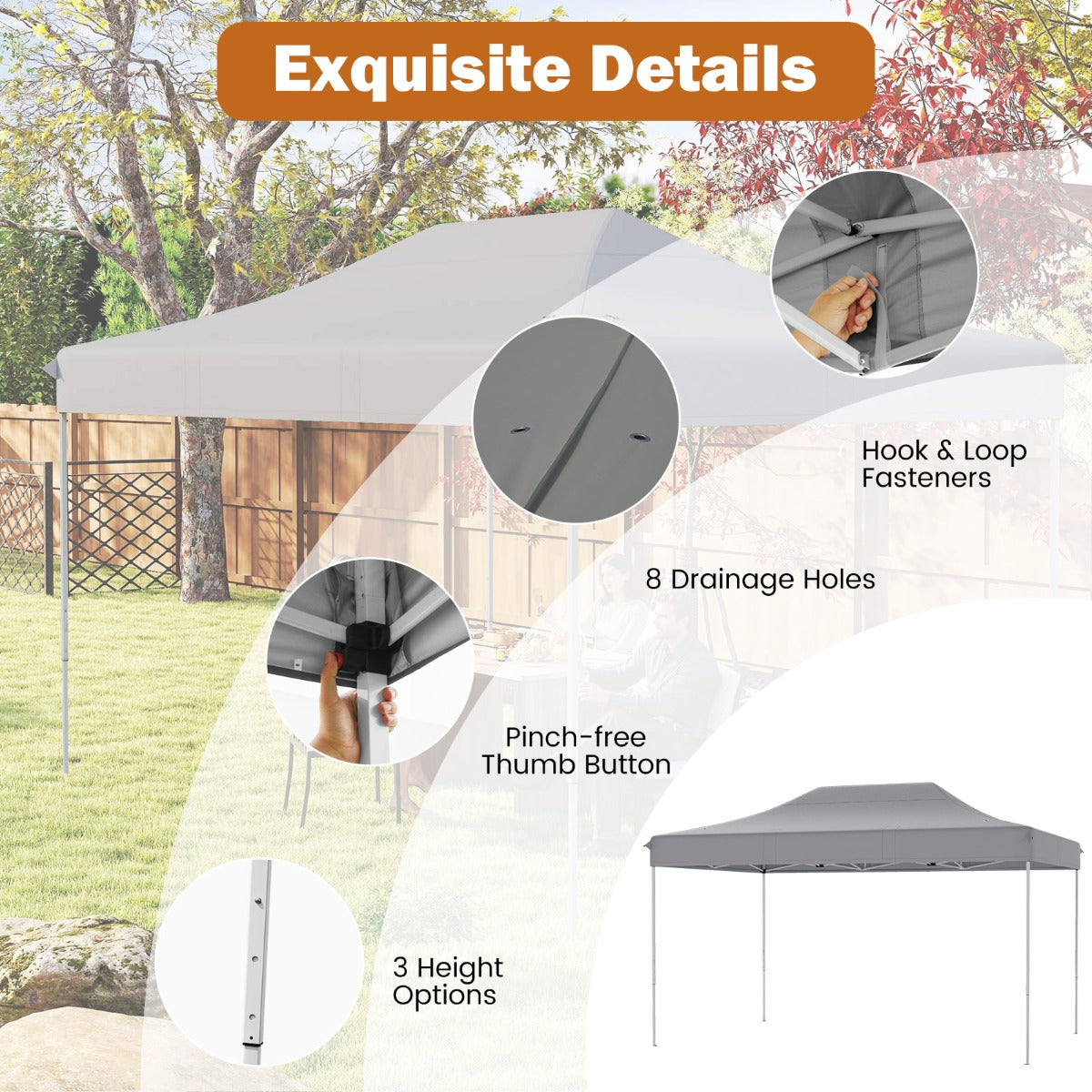 LIVSK Instant Pop-Up Partytent - Waterbestendig - Verstelbare Hoogte - Eenvoudig Op te Zet - Ruimte voor Grote Groepen -