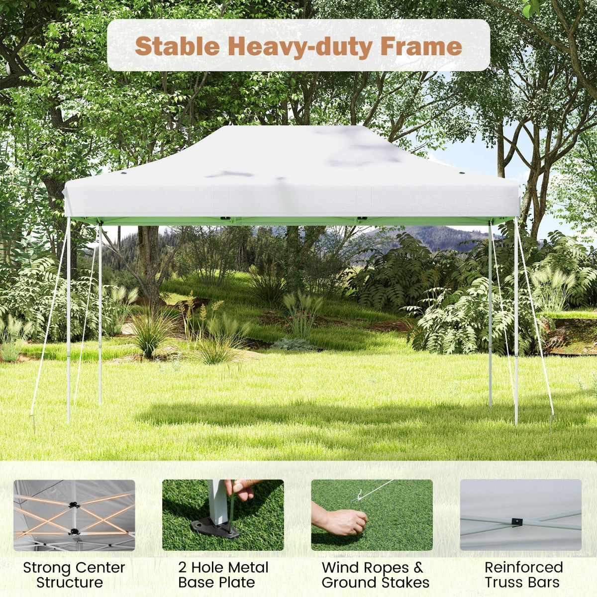 LIVSK Pop-Up Gazebo - Waterdicht en Scheurbestendig - 300 x 445 cm - 3 Hoogteopties - Stevige Constructie - Marineblauw