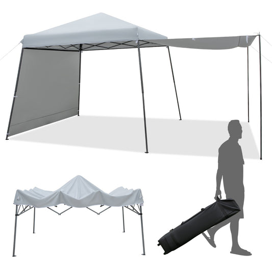 LIVSK Pop-up Luifel met Zijwanden - Groot Schaduwgebied 300 x 300 x 235-255 cm - Draagbaar en Waterdicht - Grijs