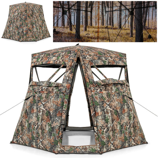 LIVSK Jachtschuilplaats met 360° Zicht - Draagbare Pop-up Structuur - Voor 2-3 Personen - Waterdicht - Camouflage