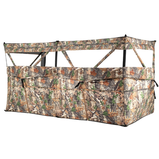 Livsk costway jachtverstek 360 doorzichtig jachtrolgordijn met hondendeur draagtas pop up vloerrolgordijn voor 1 3 personen 4 panelen