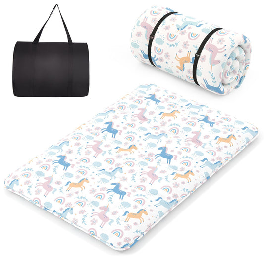 LIVSK Futonmatras in Draagtas - Afneembare Hoes - Polyester Vulling - Veelzijdig Gebruik - 200 x 90 x 10 cm - Kleurrijk