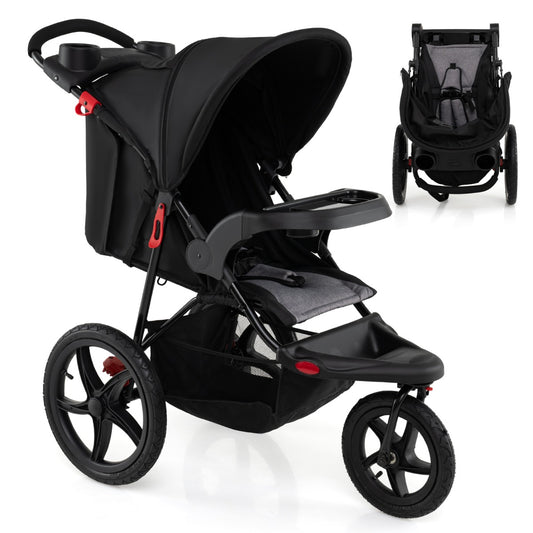 Livsk costway joggingbuggy opvouwbare jogger met verstelbare zonnekap kantelbare zitting afneembaar dienblad