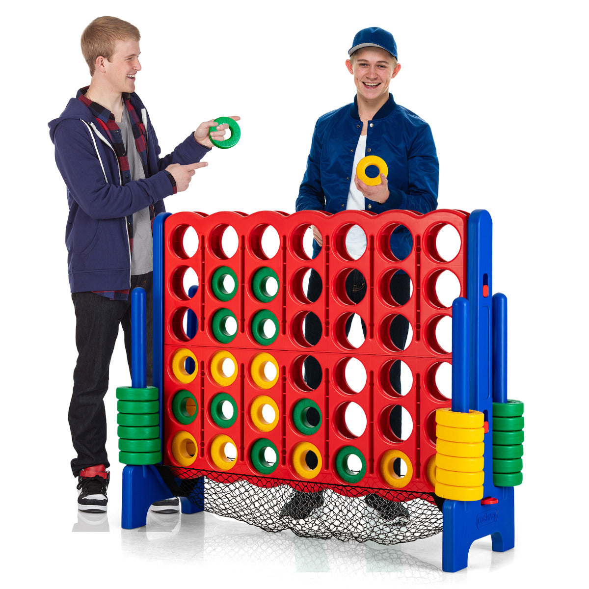 LIVSK Jumbo 4-op-een-rij Spel - Eenvoudig Opzetten - Snelle Reset - Voor Binnen en Buiten - 42 Stukken - 119 x 42 x 104 cm -