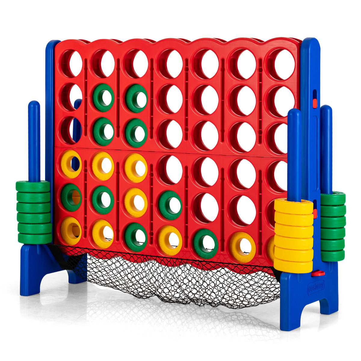 LIVSK Jumbo 4-op-een-rij Spel - Eenvoudig Opzetten - Snelle Reset - Voor Binnen en Buiten - 42 Stukken - 119 x 42 x 104 cm -
