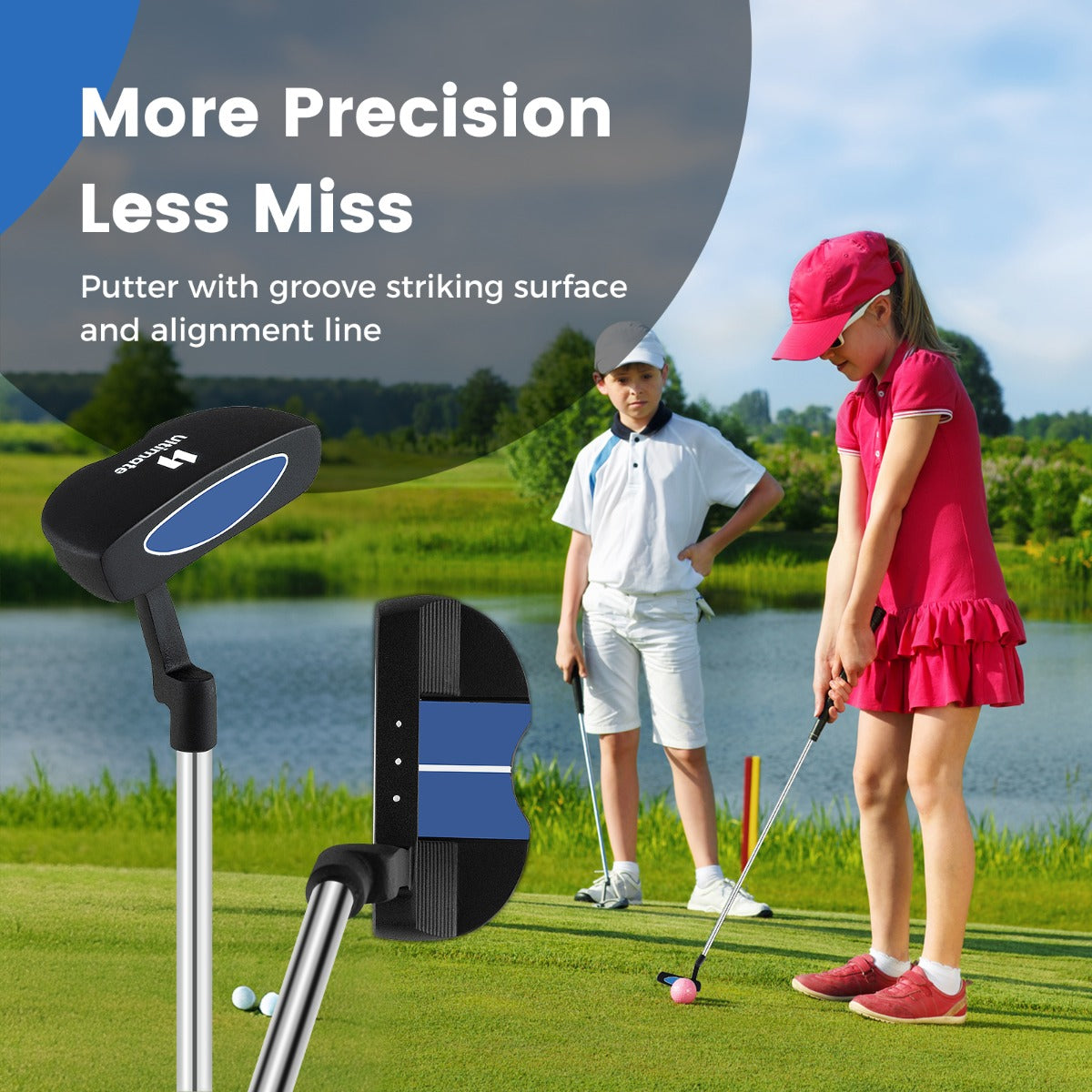 LIVSK Complete Golfset voor Kinderen 8-10 Jaar - #3 Fairway, #7 en #9 IJzers - Precisieputter - Draagtas - Blauw