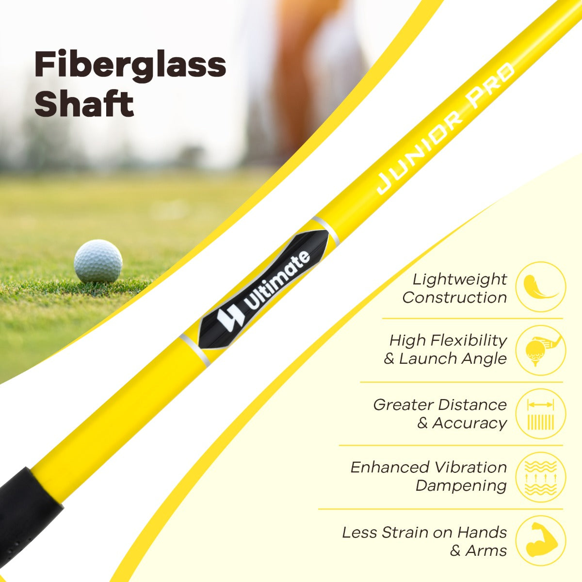 LIVSK Junior Fairway Hout - Aluminiumlegering Clubhoofd - Flexibele Glasvezel Shaft - Inclusief Beschermhoes - Voor Kinderen 8-10