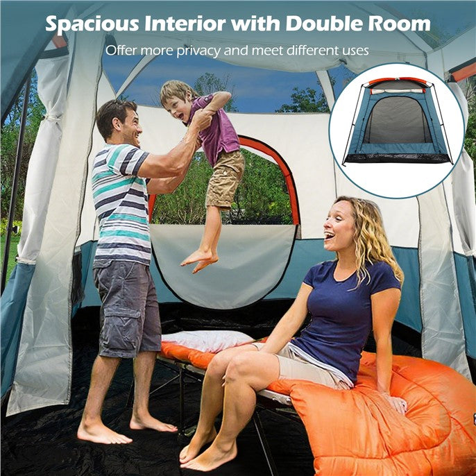 LIVSK Kampeertent 6 Personen - 2 Kamers met Scheidingswand - Waterdicht - Ventilatie met Gaasramen - 323 x 211 x 189 cm -