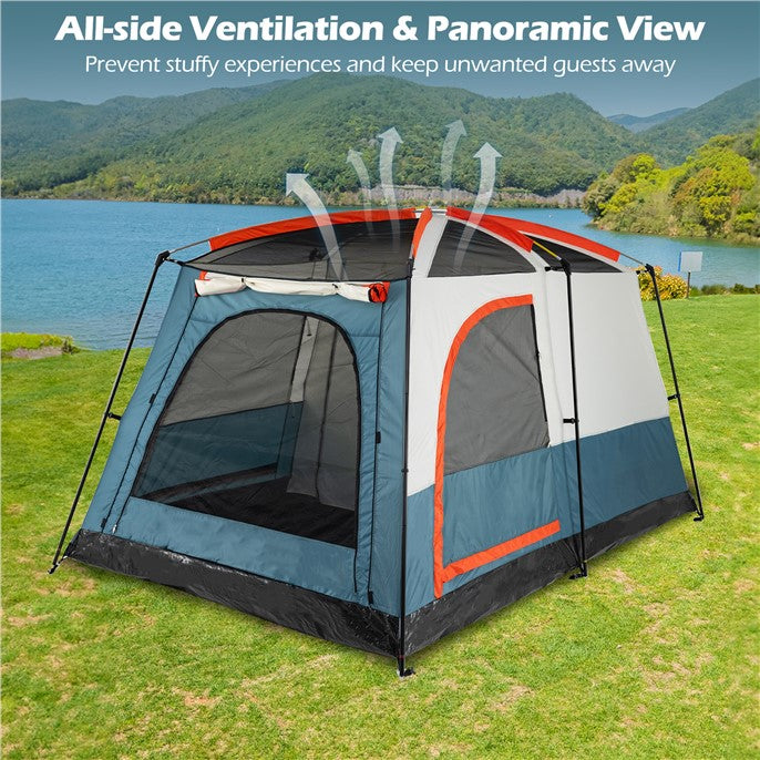 LIVSK Kampeertent 6 Personen - 2 Kamers met Scheidingswand - Waterdicht - Ventilatie met Gaasramen - 323 x 211 x 189 cm -