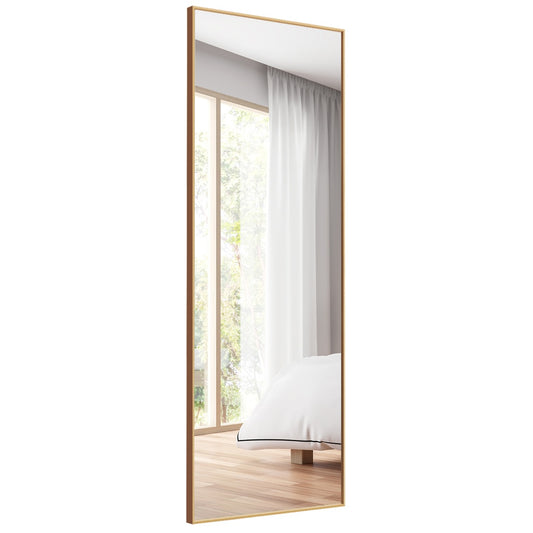 LIVSK Staande Spiegel Over De Hele Lengte - Explosiebestendig Glas - Roestvrij Aluminium Frame - 150 x 56 cm - Goud