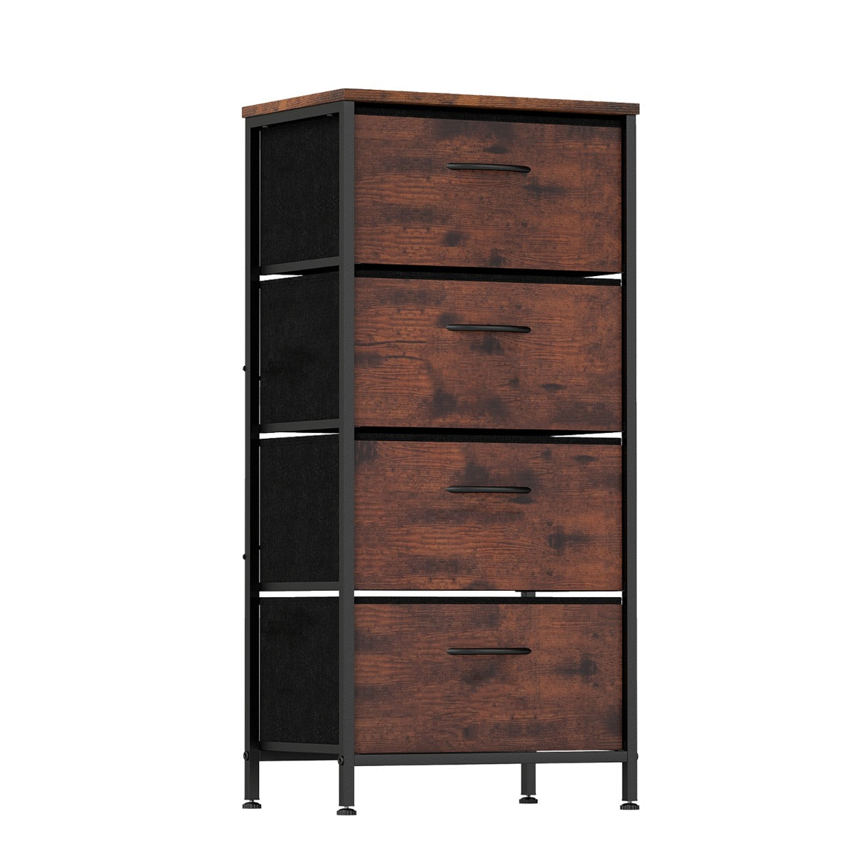 Livsk costway kaptafel met vier met stof beklede lades houten opbergkast met metalen frame 1 1