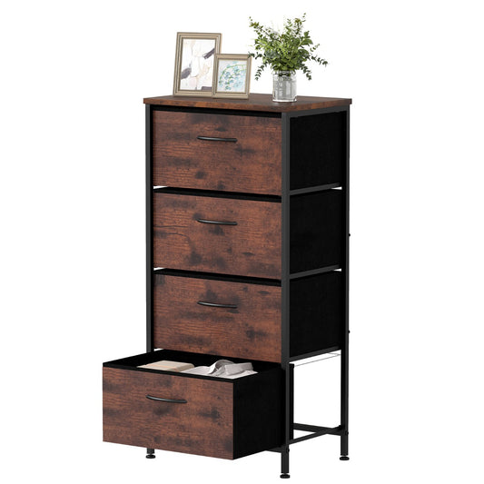 Livsk costway kaptafel met vier met stof beklede lades houten opbergkast met metalen frame 1