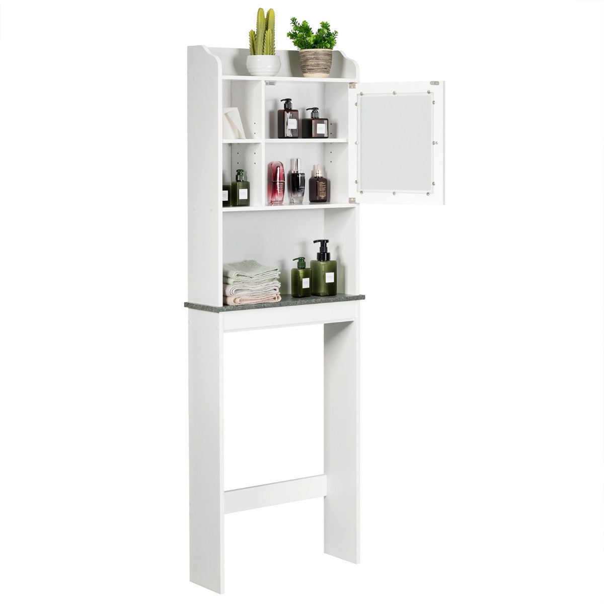 LIVSK Badkamerkast met Verstelbare Planken - Ruimtebesparend en Duurzaam - Ideaal voor Badkamer of Balkon - 59 x 19 x 173 cm - Wit