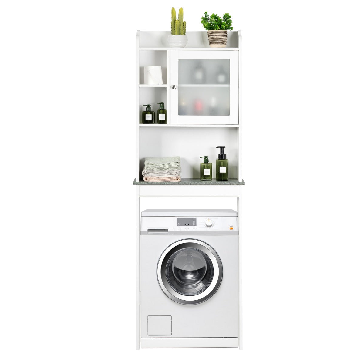LIVSK Badkamerkast met Verstelbare Planken - Ruimtebesparend en Duurzaam - Ideaal voor Badkamer of Balkon - 59 x 19 x 173 cm - Wit