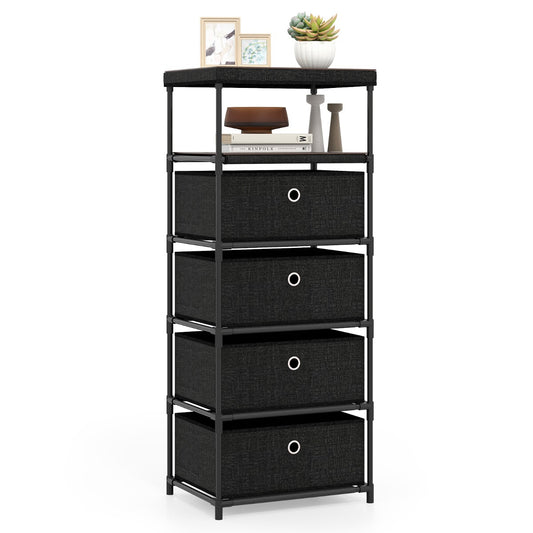 LIVSK Opvouwbare Commode - 4 Uitneembare Lades - Werkblad en Extra Plank - Stabiele Constructie - 40 x 30 x 99,5 cm - Rustiek