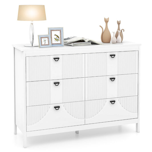 LIVSK Opbergkast met 6 Lades - MDF Constructie - Hoogwaardige Metalen Rails - Antislip Voetbeschermers - 106 x 40 x 79 cm - Wit