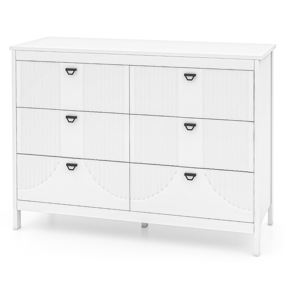 LIVSK Opbergkast met 6 Lades - MDF Constructie - Hoogwaardige Metalen Rails - Antislip Voetbeschermers - 106 x 40 x 79 cm - Wit