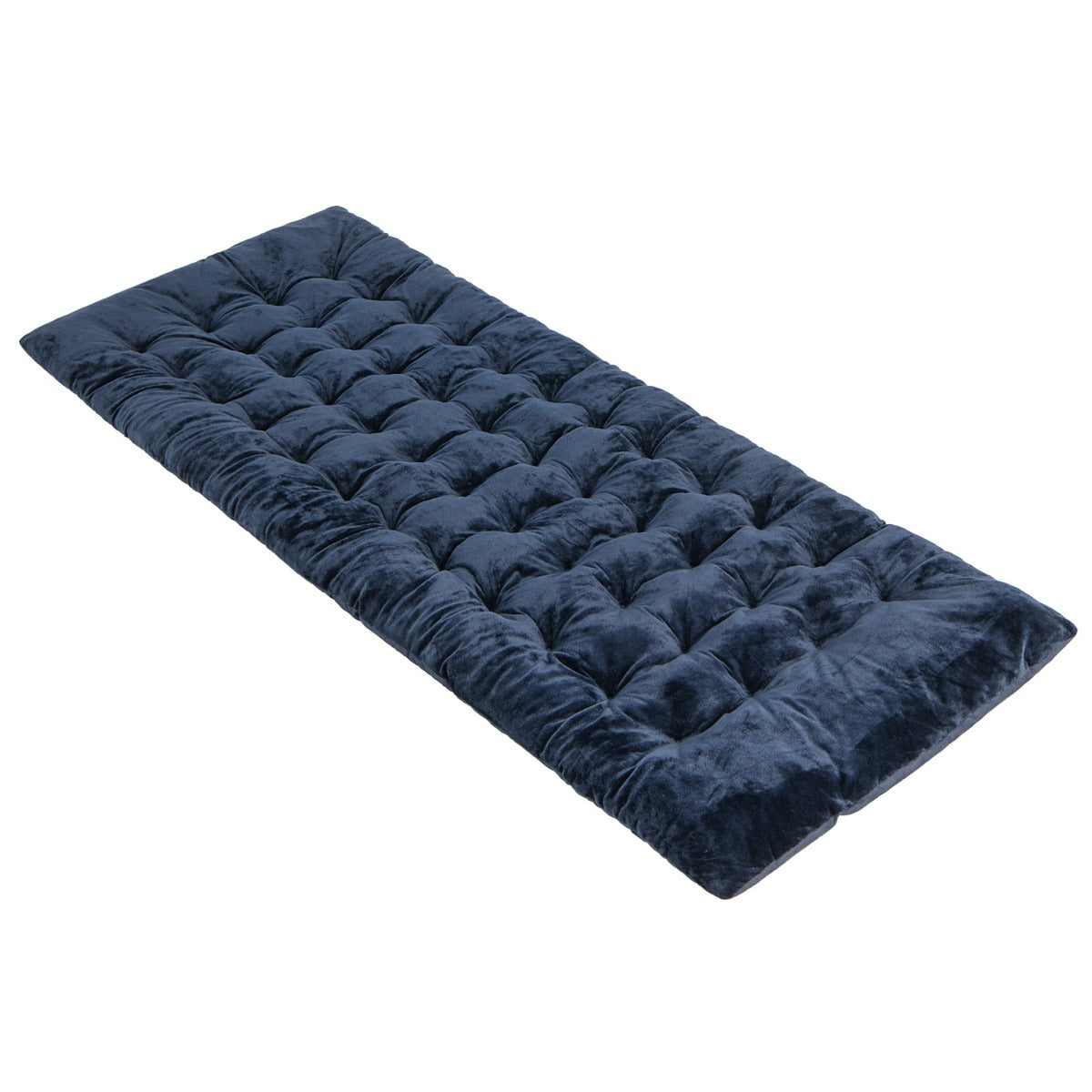 LIVSK Veldbedkussen - Hoogwaardig Kristal-Fluweel - Ademend - Bevestigingsbanden - 190 x 70 x 7 cm - Marineblauw