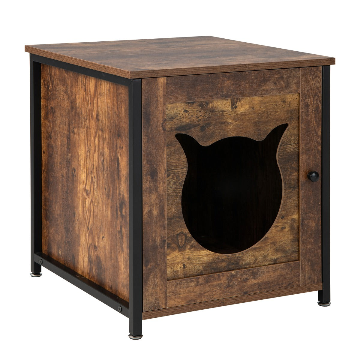LIVSK Multifunctionele Kattenbakkast - 3-in-1 Kattentoilet, Kattenhuis en Bijzettafel - Stevig Metalen Frame - 50 x 53 x 55 cm -