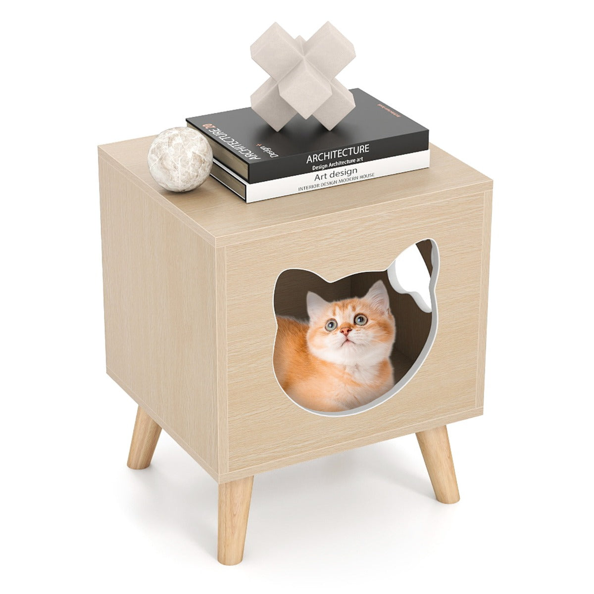 Livsk costway kattenbakmeubel modern kattenbakmeubilair