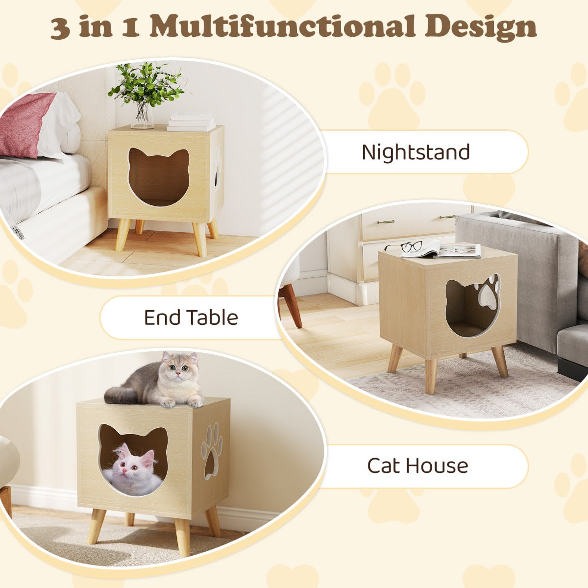 Livsk costway kattenbakmeubel modern kattenbakmeubilair 3