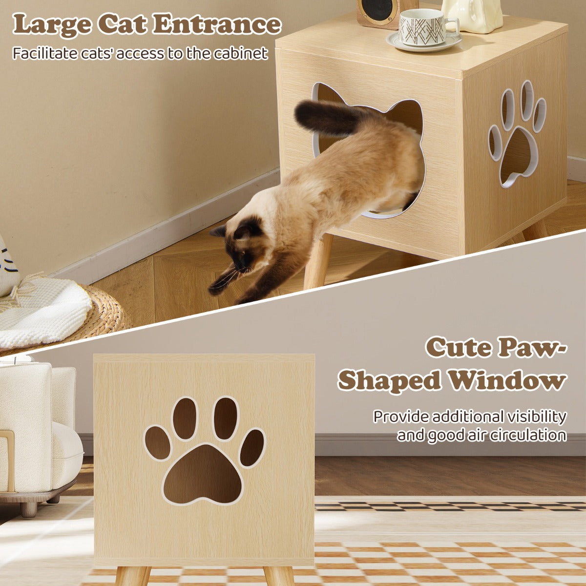 Livsk costway kattenbakmeubel modern kattenbakmeubilair 5