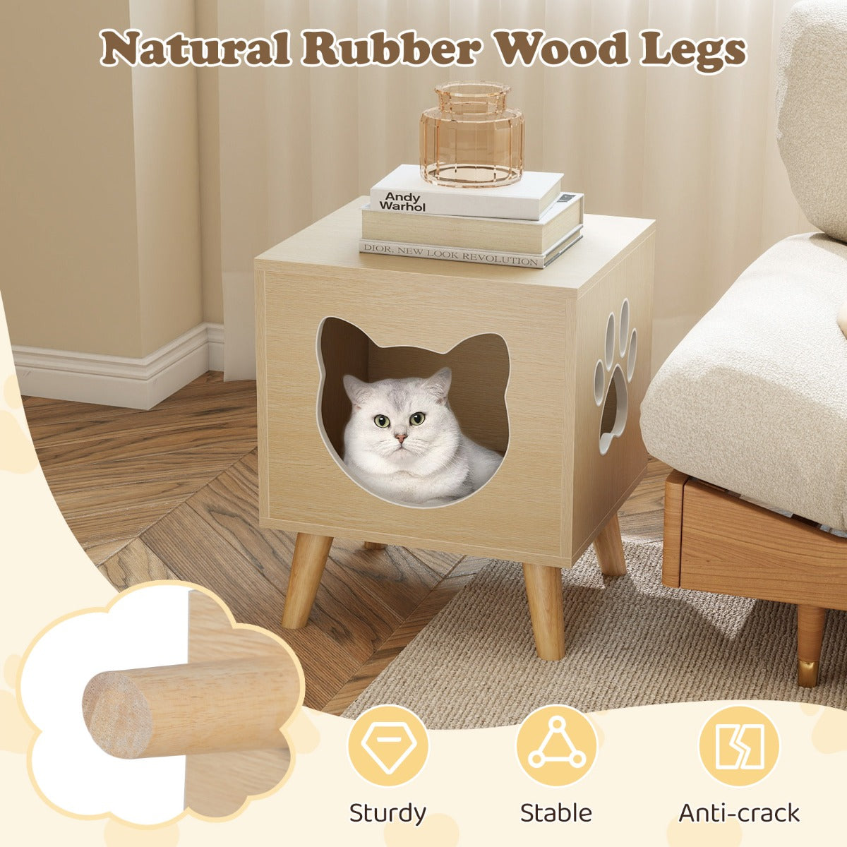 Livsk costway kattenbakmeubel modern kattenbakmeubilair 6