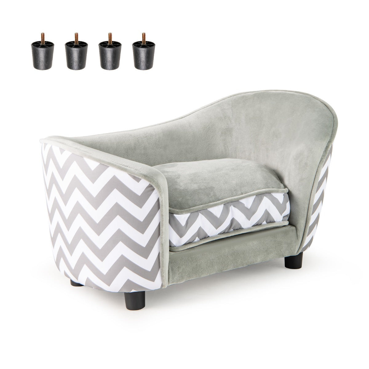 LIVSK Huisdierbank voor Kleine Honden en Katten - Ultra-zacht Kussen - Ergonomische Rugleuning - Machinewasbare Hoes - 70 x 41 x