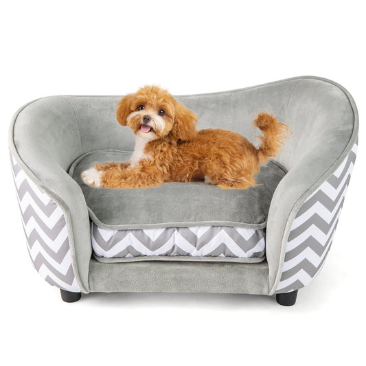 LIVSK Huisdierbank voor Kleine Honden en Katten - Ultra-zacht Kussen - Ergonomische Rugleuning - Machinewasbare Hoes - 70 x 41 x