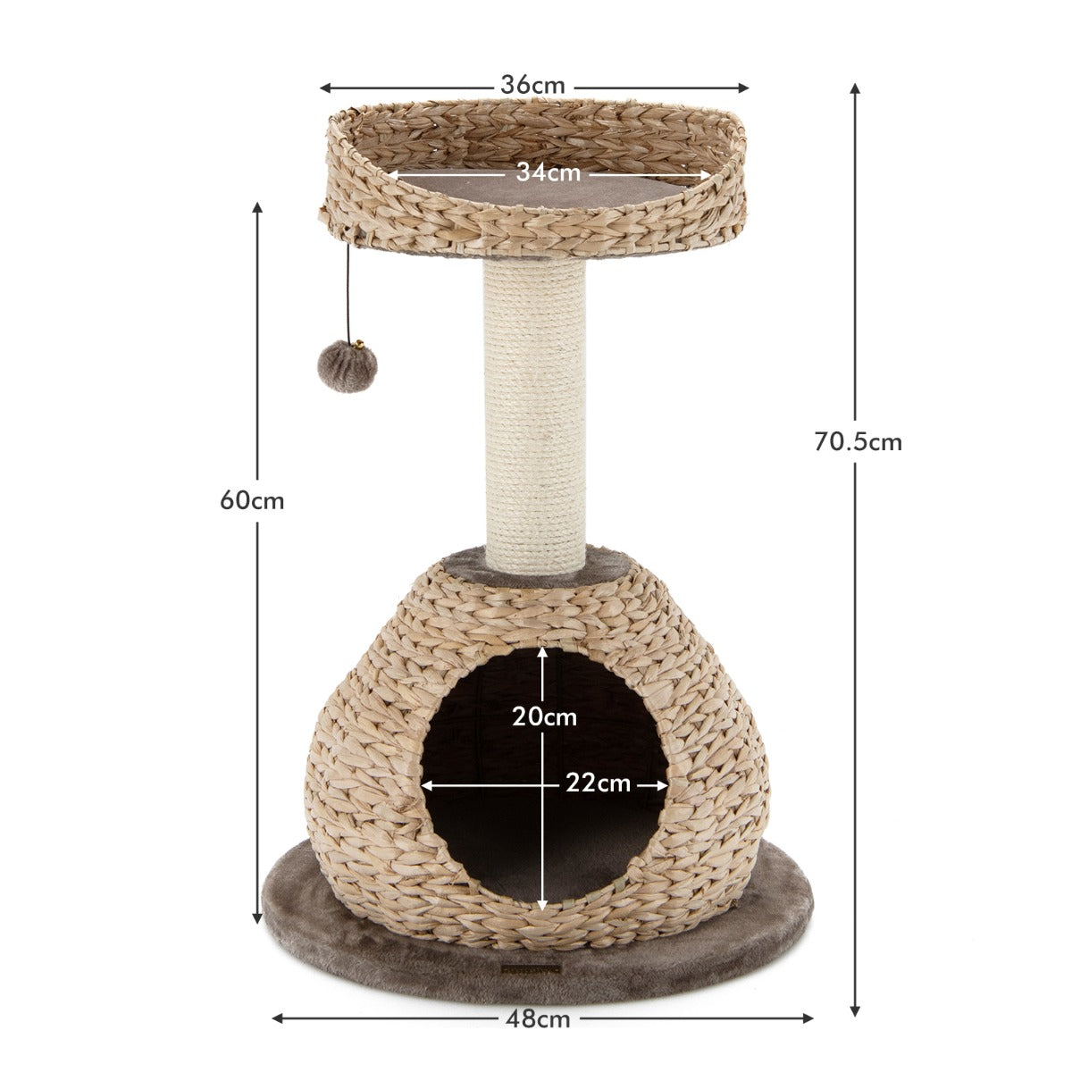 LIVSK Kattenboom Condo - Duurzaam met Krabpaal en Zitstok - Stabiele Constructie - Natuurlijke Materialen - 48 x 48 x 70,5 cm -