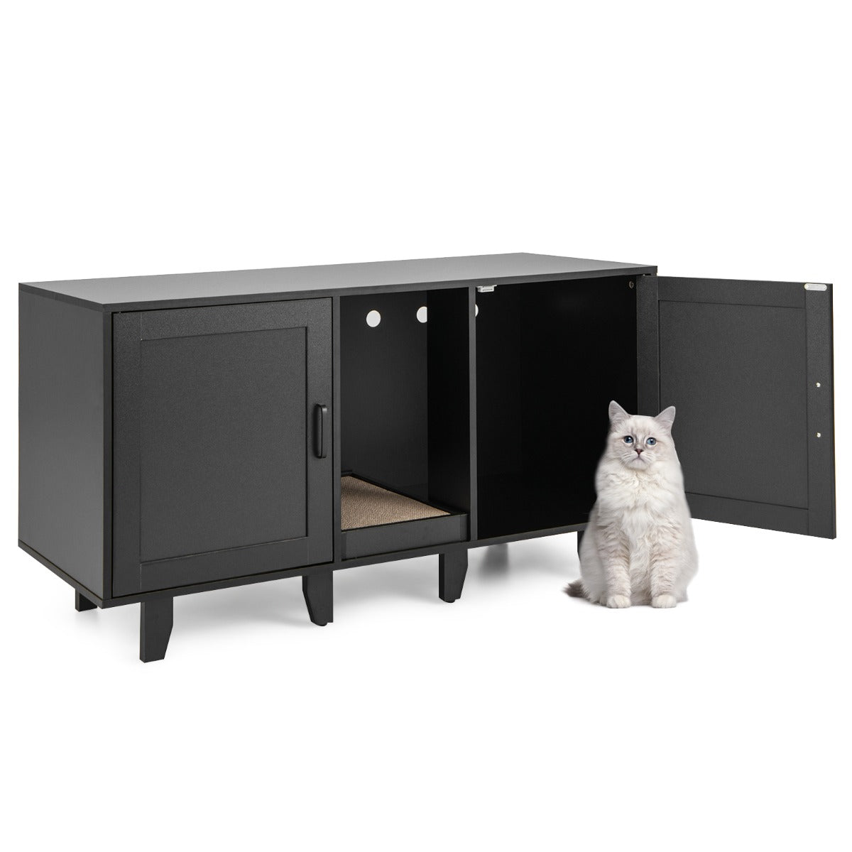 Livsk costway kattenkast kattenhuis met 2 deuren multifunctioneel kattenmeubilair voor de woonkamer 1 1