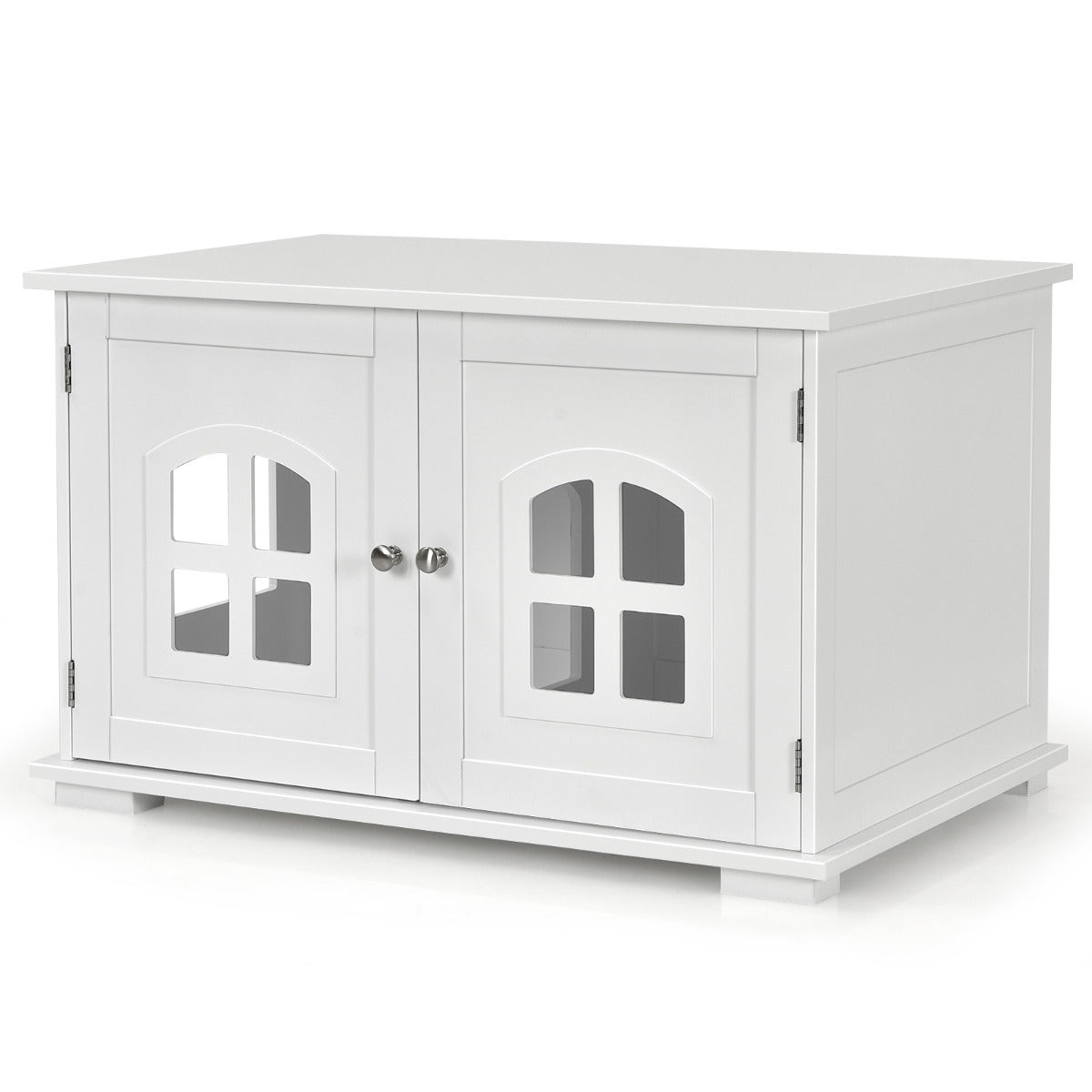 LIVSK Decoratief Kattenhuis - Dubbele Deuren - Optimale Luchtcirculatie - Eenvoudig Schoon te Maken - MDF-structuur - Wit