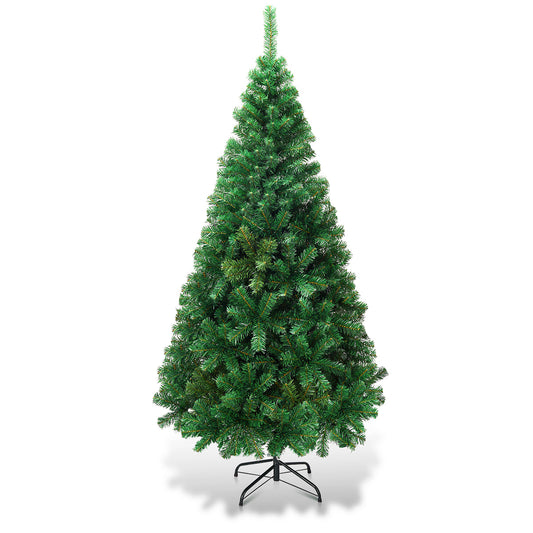Livsk costway kerstboom 180 cm pvc metaal en kerstboom 120 cm dennenhout hoogwaardige pvc kerstboom en kerstboom met 100 led lampjes