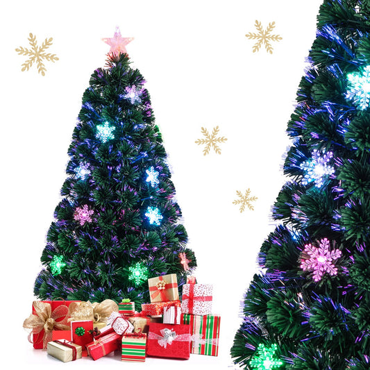 LIVSK Kunstkerstboom met LED Verlichting - Sneeuwvlokken - Eenvoudige Installatie - Duurzaam en Brandveilig - 120 cm - Groen