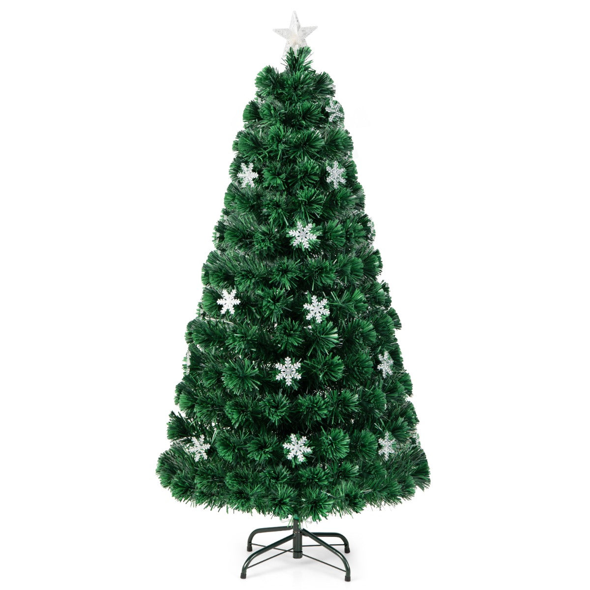LIVSK Kunstkerstboom met LED-verlichting - Sneeuwvlokken - Brandwerend PVC - Eenvoudige installatie - 90 cm - Groen