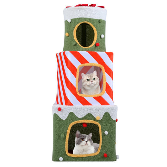 Livsk costway kerstboom voor binnenkatten 120 cm charmant klimmeubel