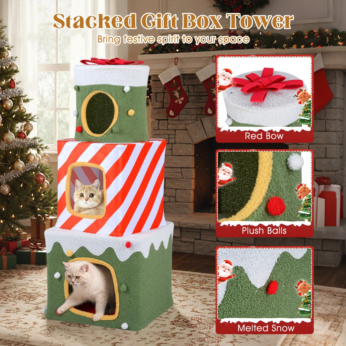 Livsk costway kerstboom voor binnenkatten 120 cm charmant klimmeubel 5