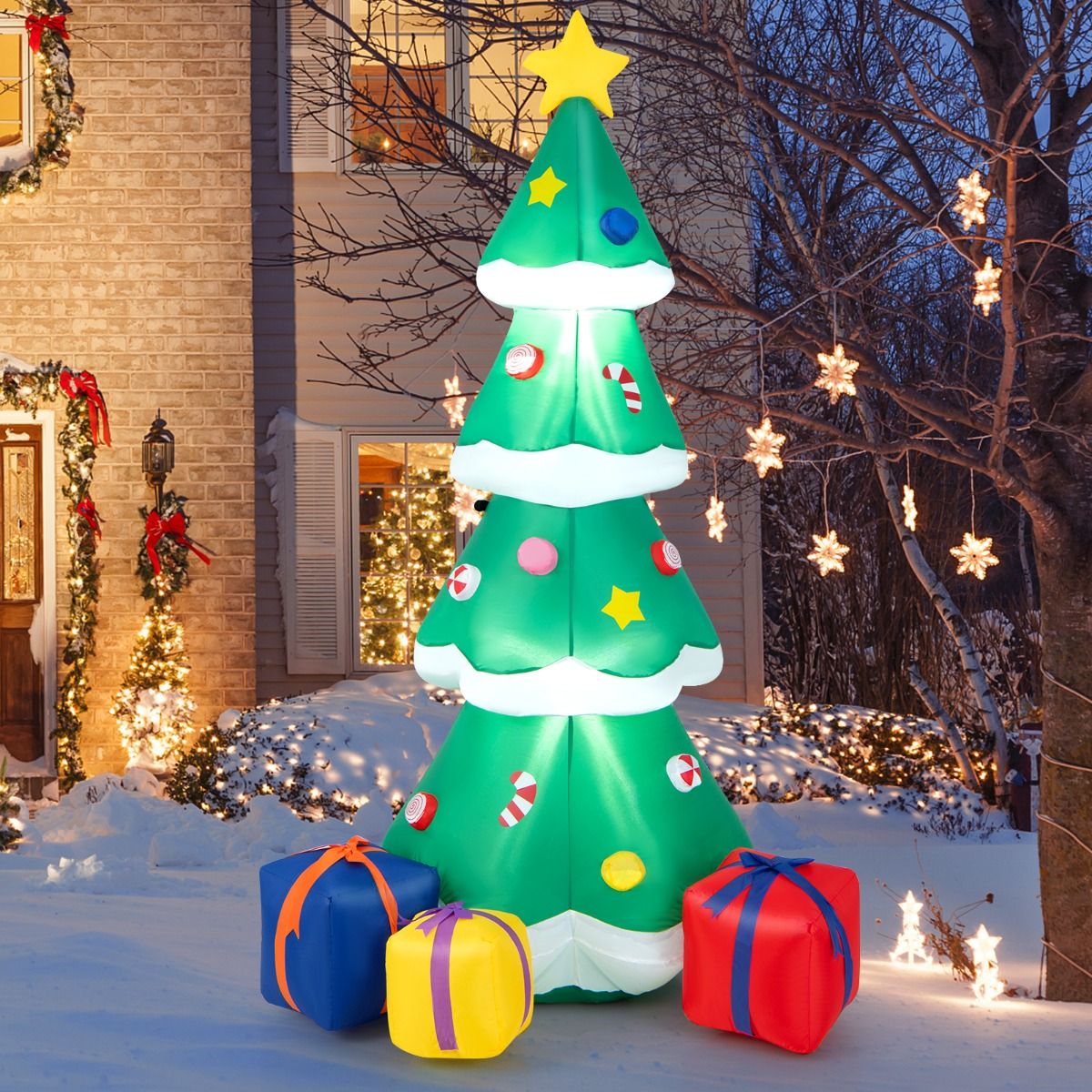 Livsk costway kerstsneeuwman 130cm en opblaasbare kerstboom 180cm 3