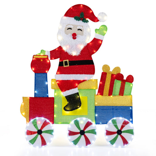 Livsk costway kerstversiering met led lampjes en 2d tinsel kerstversiering met grondpennen