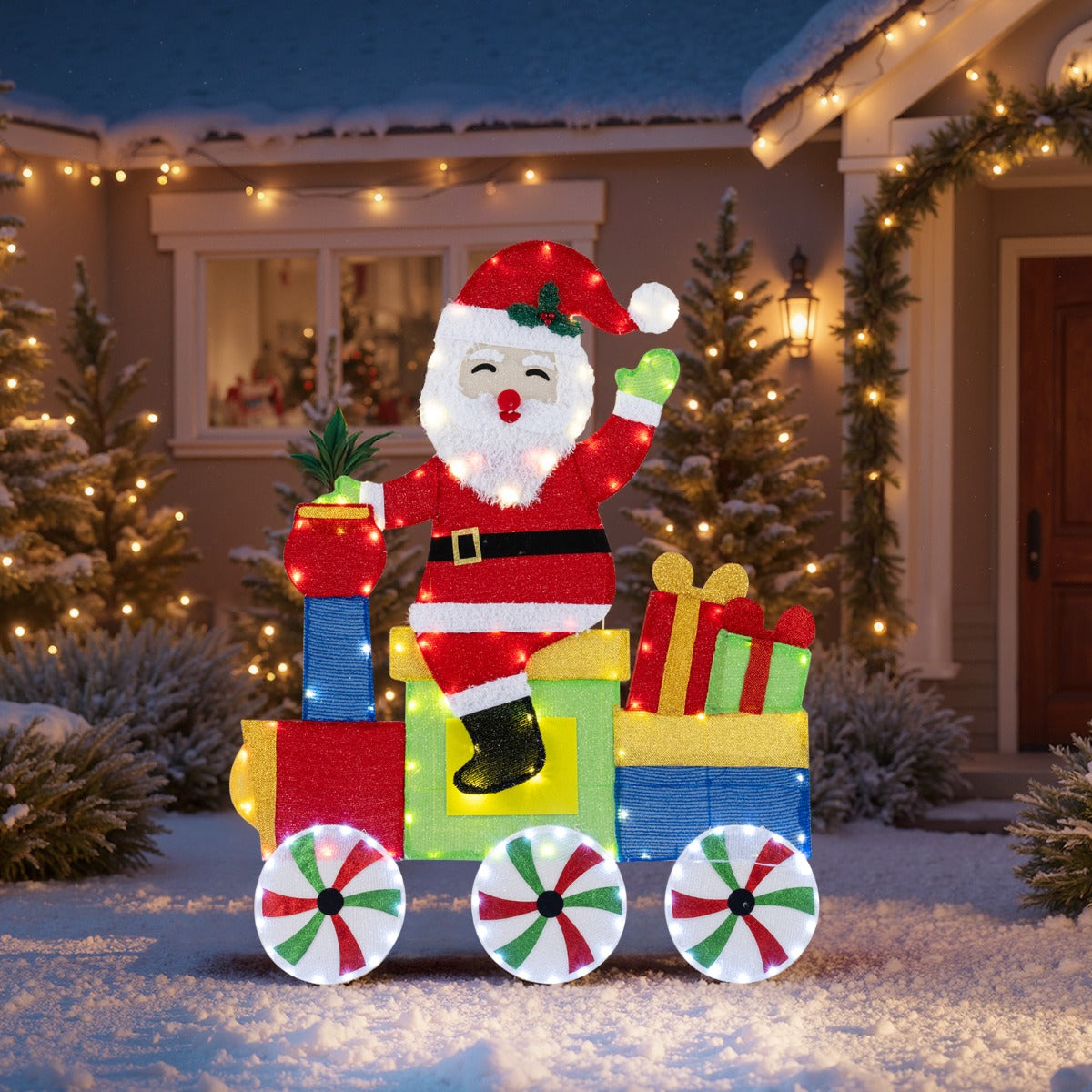 Livsk costway kerstversiering met led lampjes en 2d tinsel kerstversiering met grondpennen 6