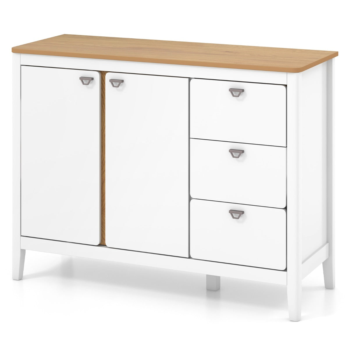 LIVSK Buffetkast met 3 Lades en 2 Deuren - Verstelbare Plank - Duurzaam Design - Veelzijdig Gebruik - 106 x 40 x 80 cm - Wit