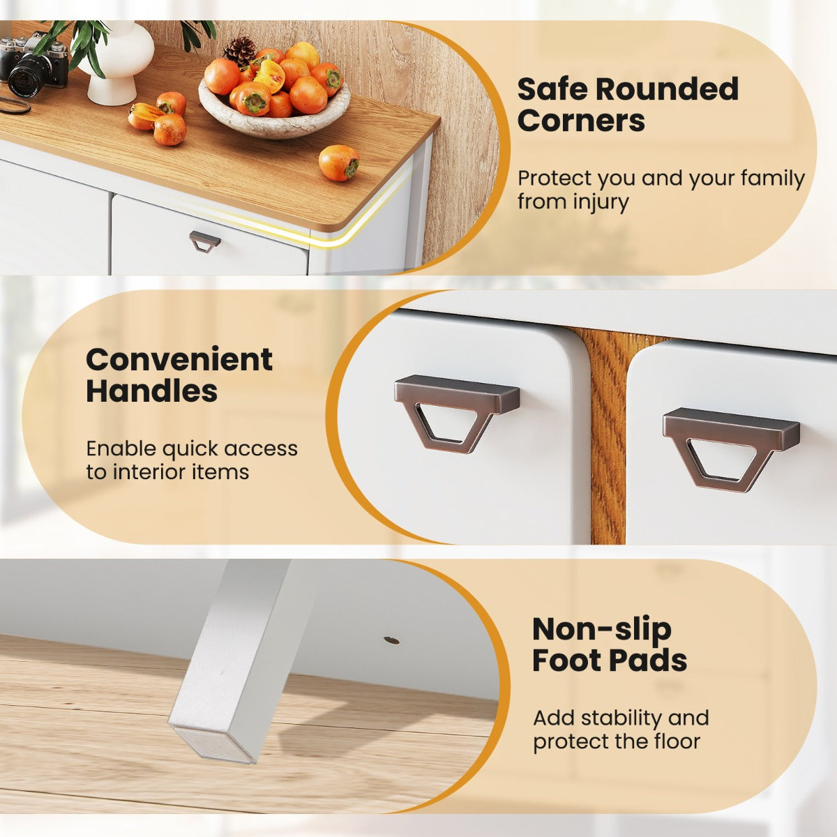 LIVSK Buffetkast met 3 Lades en 2 Deuren - Verstelbare Plank - Duurzaam Design - Veelzijdig Gebruik - 106 x 40 x 80 cm - Wit