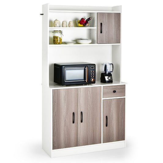 LIVSK Keukenkast met Oplaadstation - 9 Planken en Ruim Werkblad - Verstelbare Planken - Modern Design - 100 x 40 x 180 cm - Wit +