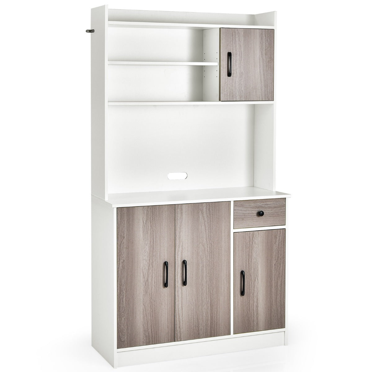 LIVSK Keukenkast met Oplaadstation - 9 Planken en Ruim Werkblad - Verstelbare Planken - Modern Design - 100 x 40 x 180 cm - Wit +